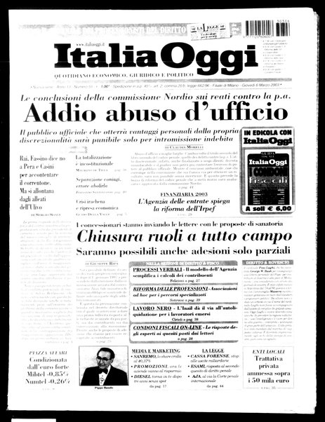 Italia oggi : quotidiano di economia finanza e politica